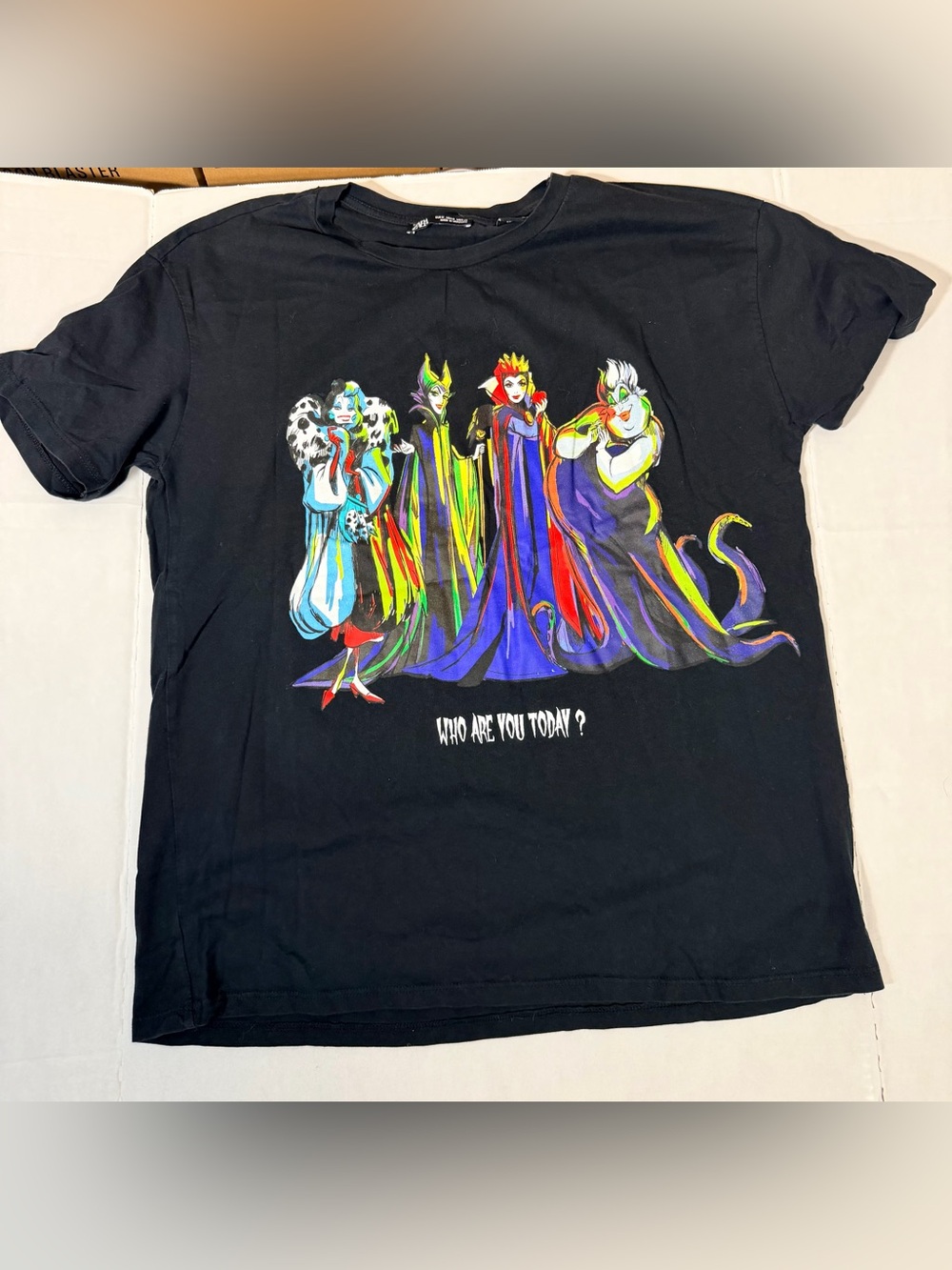 Zara Women Black Villains Graphic Tee - Who Are You Today? Size M